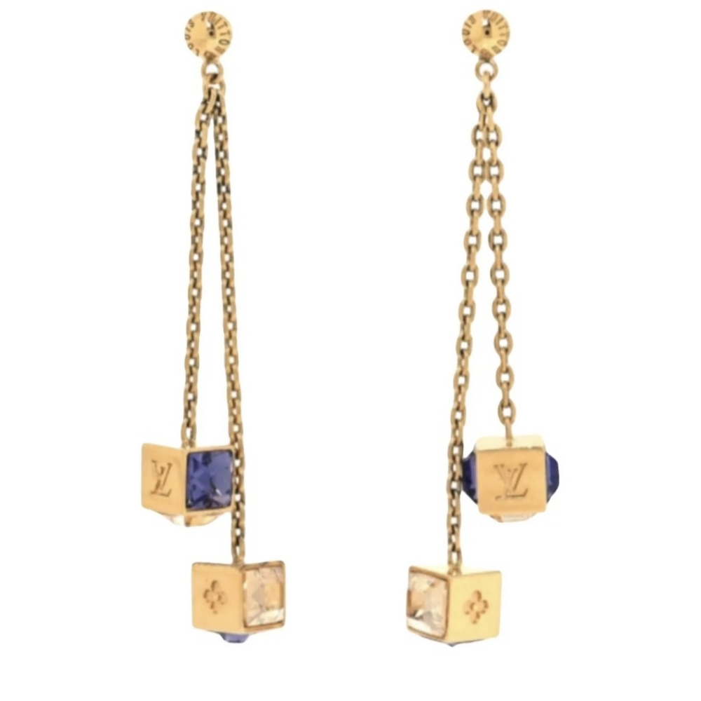 LOUIS VUITTON Swarovski Gamble Earrings inAzur and Gold